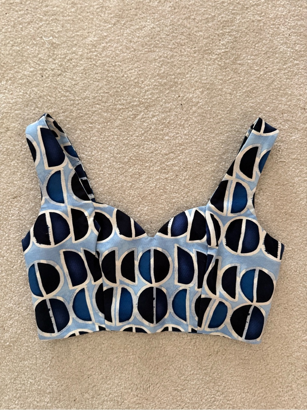 Alexis Blue Geometric Print Bustier Crop Top Size S